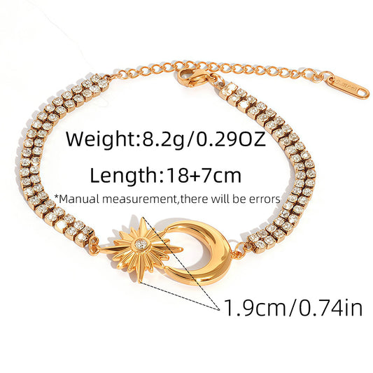 Pulsera Destello Y Media Luna Doble De Zirconia ✨