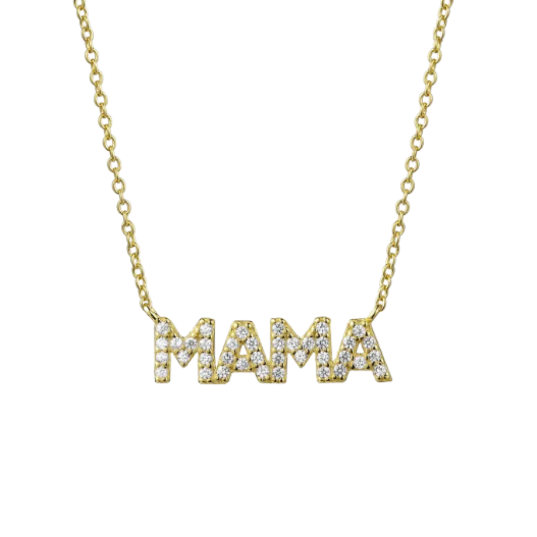 Cadena Mamá plata con baño oro 14K