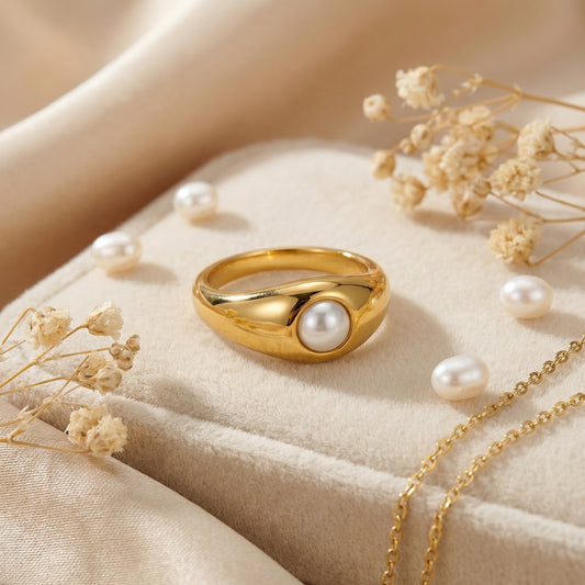 Anillo Chunky con Perla