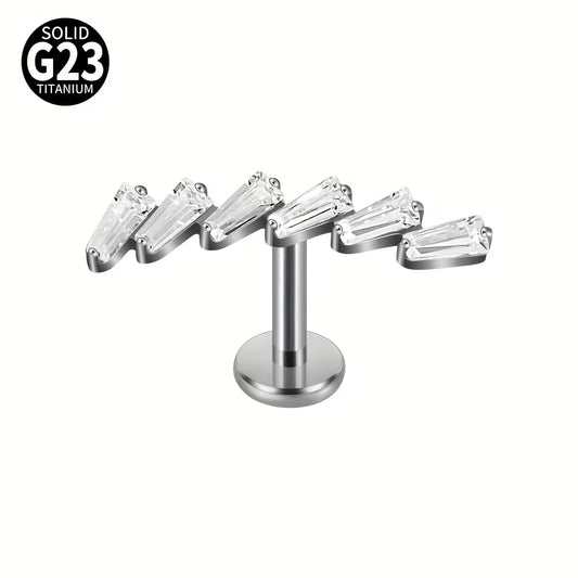 Titanio Flat Back barra zirconia baguette plateado