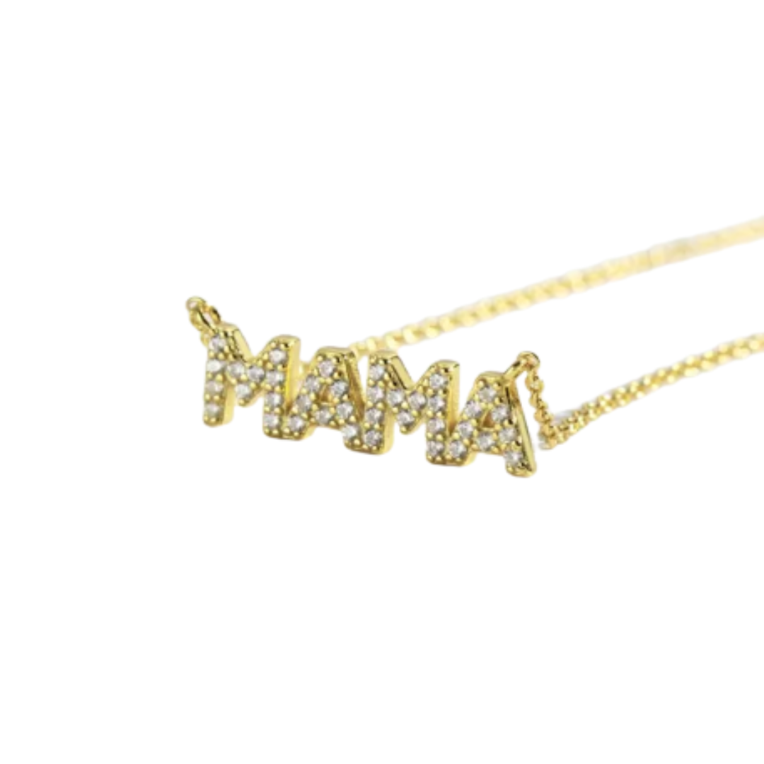 Cadena Mamá plata con baño oro 14K