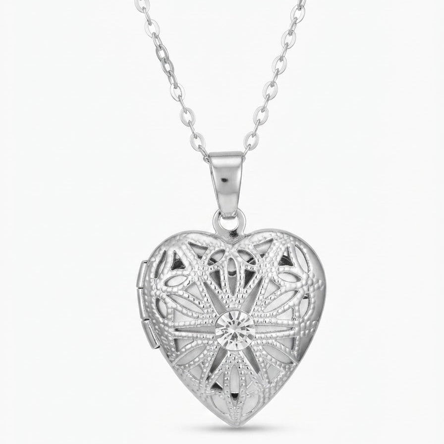 Relicario corazón plateado