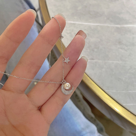 Cadena de Luna con Perla y Colgantes 🤍