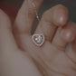 Cadena de Corazón de Zirconia con Halo Brillante 💎
