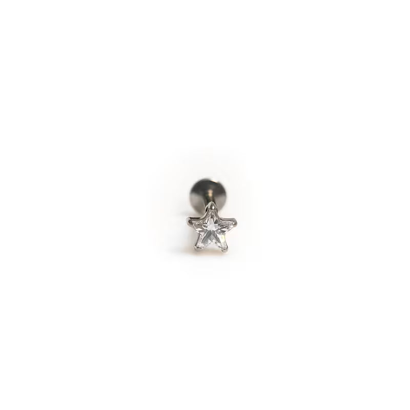 Titanio Flat Back estrella de cristal plateado
