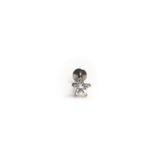 Titanio Flat Back estrella de cristal plateado