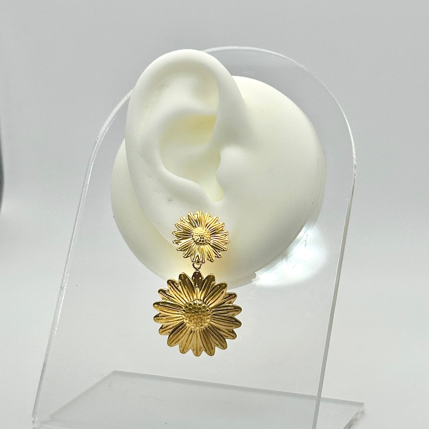 Aretes doble girasol