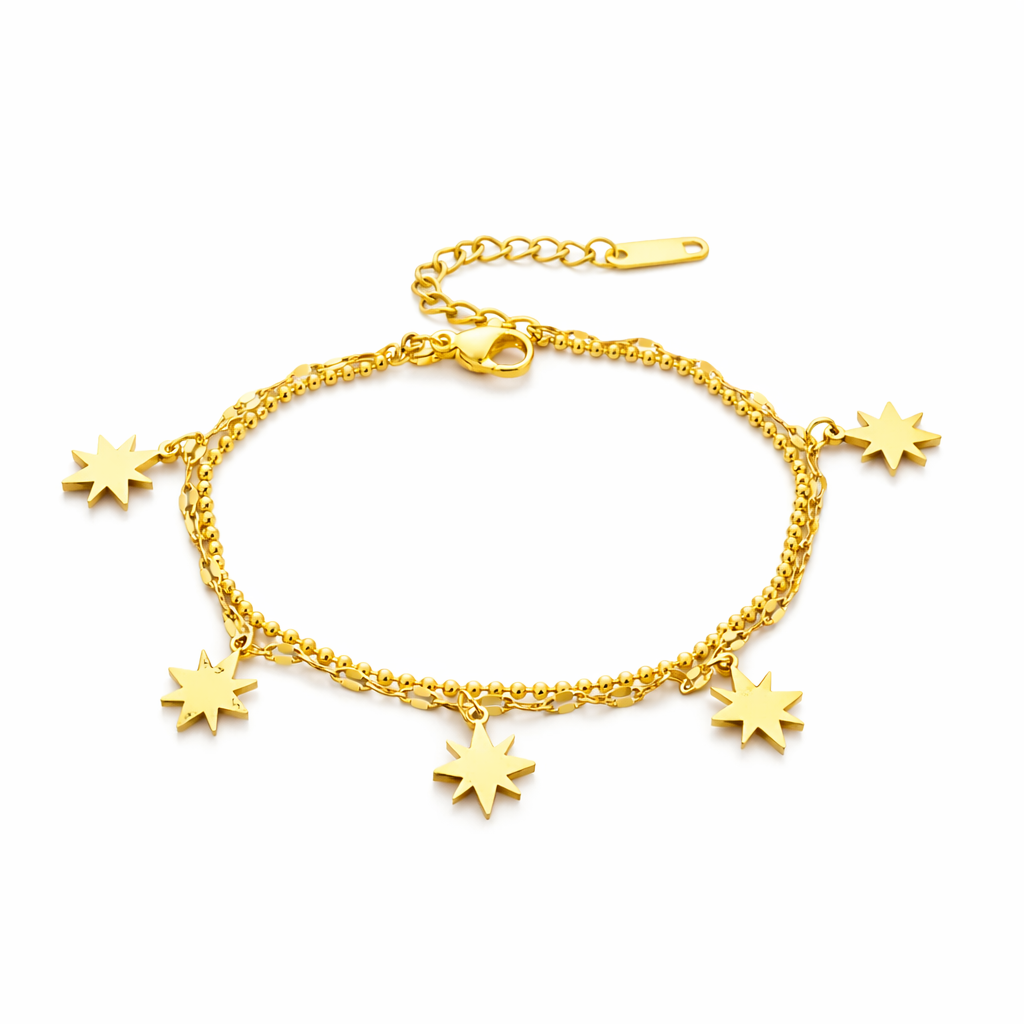 Pulsera Destellos Doble Colgante