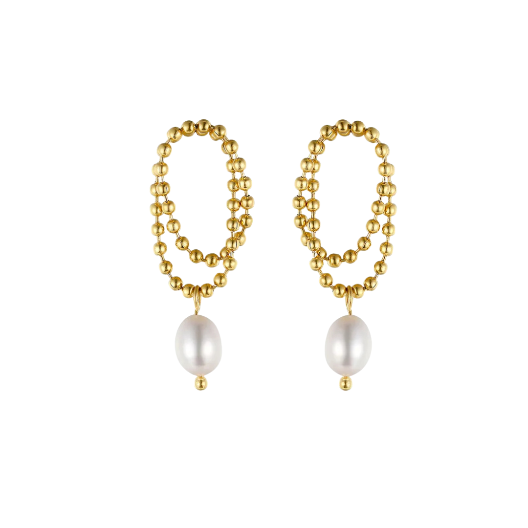 Arete cadena con perla