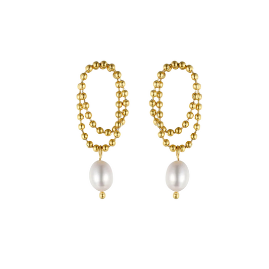 Arete cadena con perla