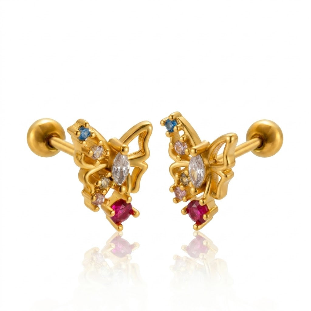 Piercing mariposa con cristales de color 🦋