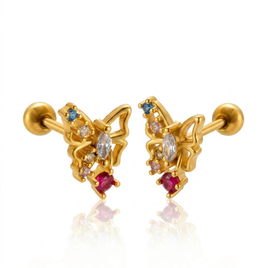 Piercing mariposa con cristales de color 🦋