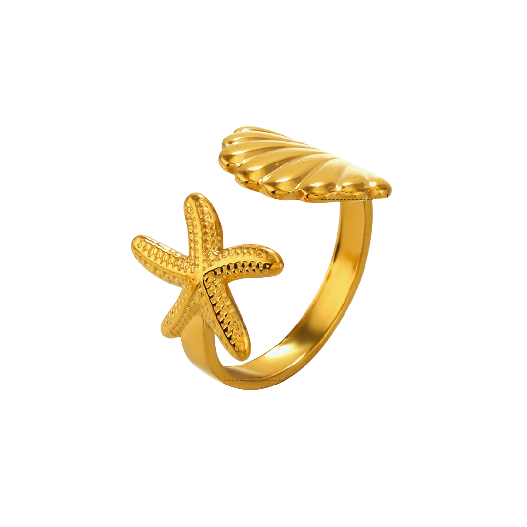 Anillo de estrella y concha