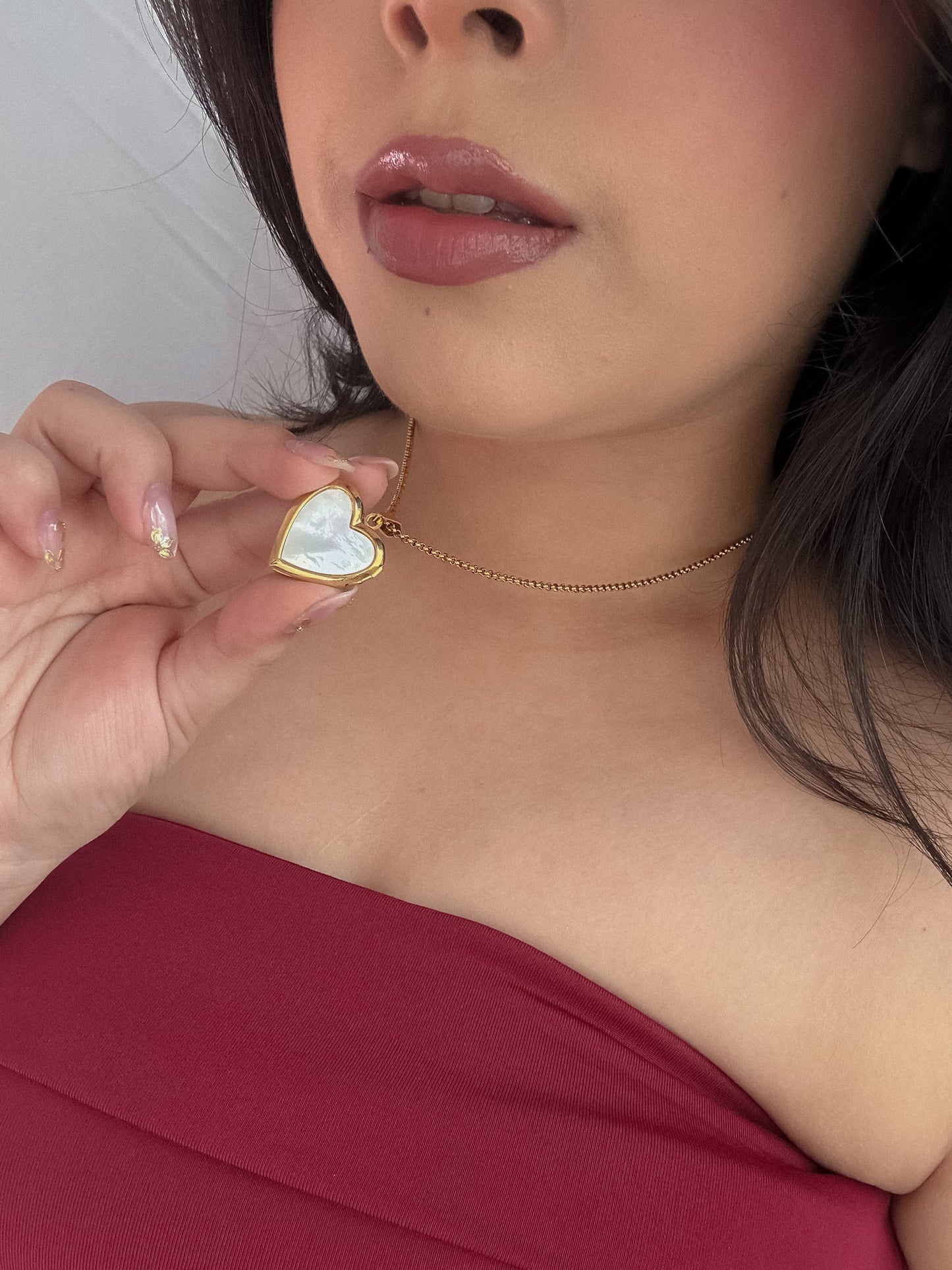 Relicario corazón de concha nacar