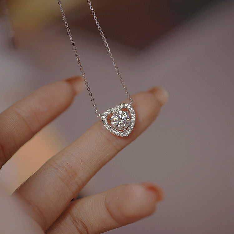 Cadena de Corazón de Zirconia con Halo Brillante 💎