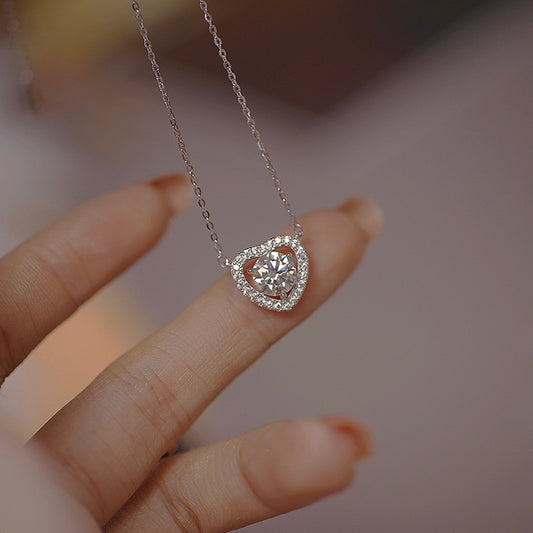Cadena de Corazón de Zirconia con Halo Brillante 💎