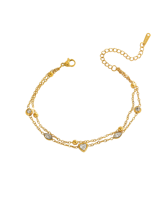 Pulsera Doble Corazón y Balines❤️
