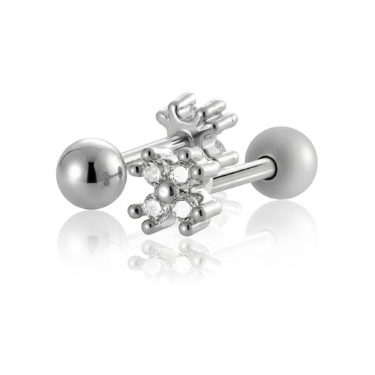 Piercing individual flor de 4 pétalos plateado ✨