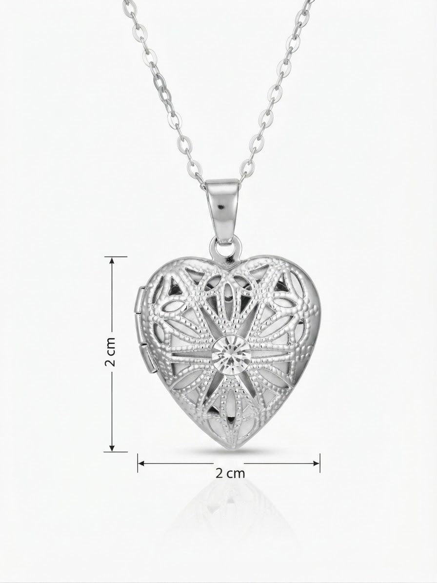Relicario corazón plateado