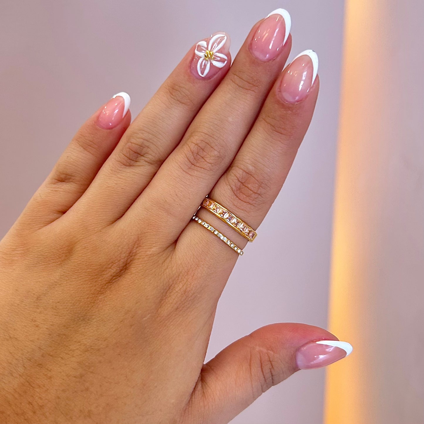 Anillo doble rosa