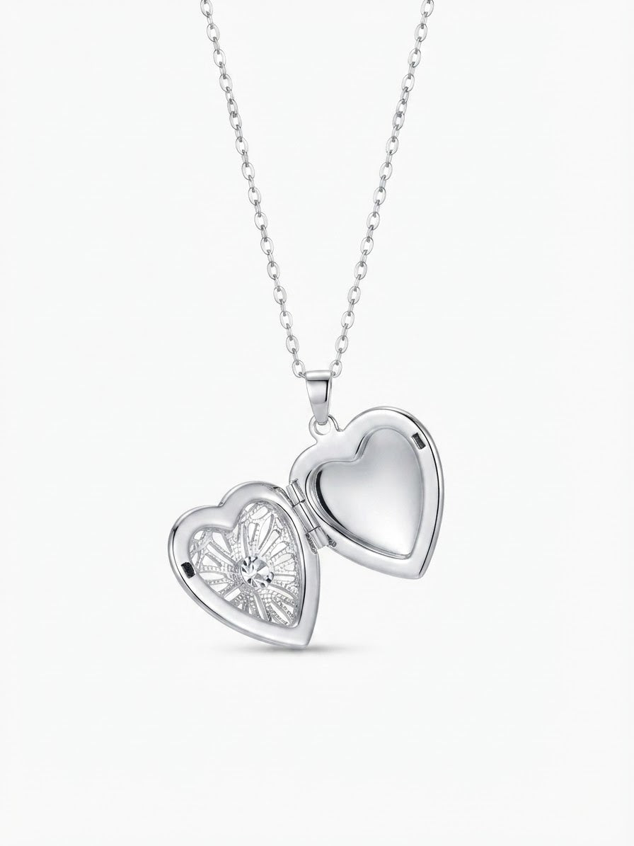 Relicario corazón plateado