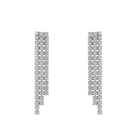 Aretes tres líneas de zirconia
