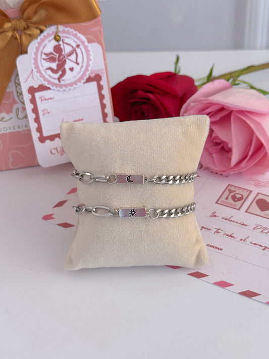 Pulseras para pareja de sol y luna