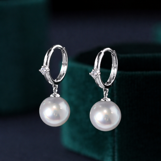 Argollas con Zirconia y Perla Colgante 🤍