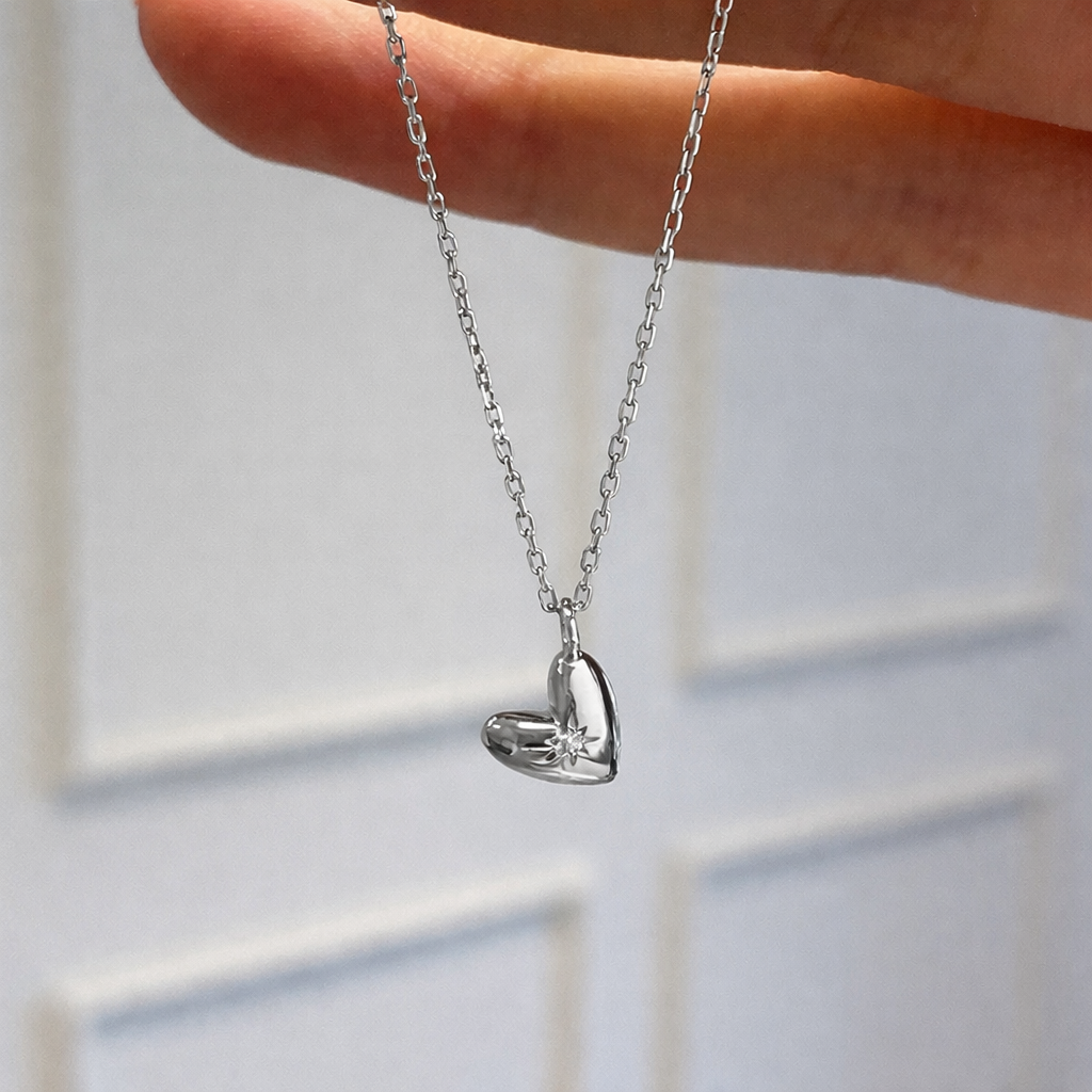 Cadena de Corazón Sólido con Zirconia Interior 💎
