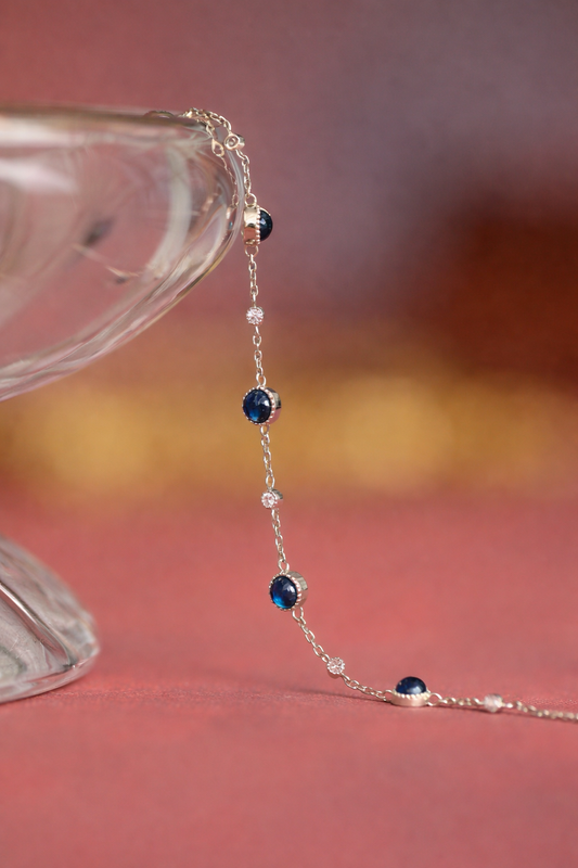 Pulsera de Círculos Azules con Zirconia Intercalada 💙
