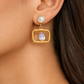 Aretes de Perla Superior con Rectángulo y Gota de Zirconia 🤍