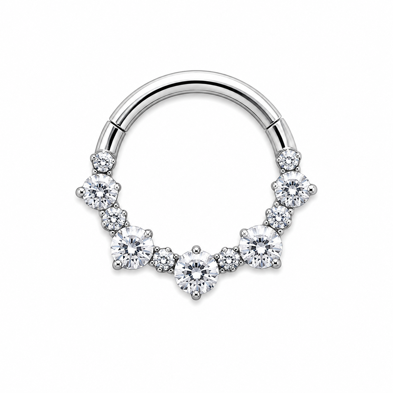 Piercing Argolla de zirconias plateado