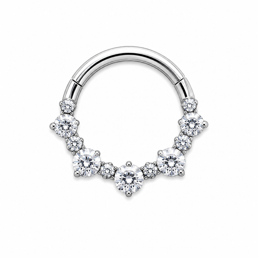 Piercing Argolla de zirconias plateado
