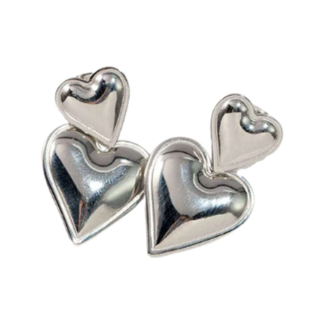 Aretes corazón doble