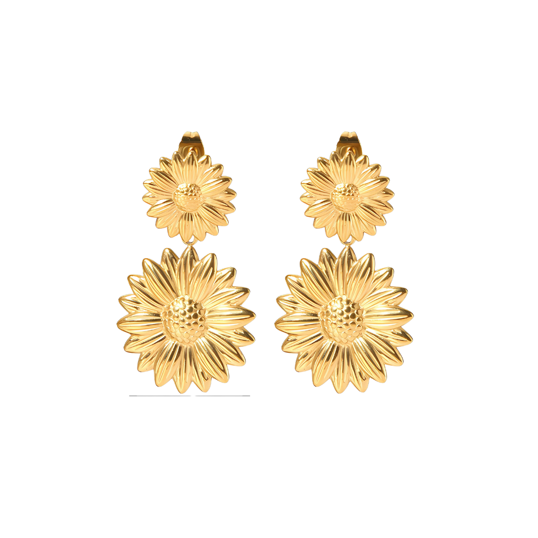 Aretes doble girasol