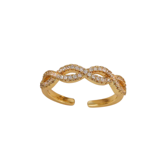 Anillo entrelazado con zirconias