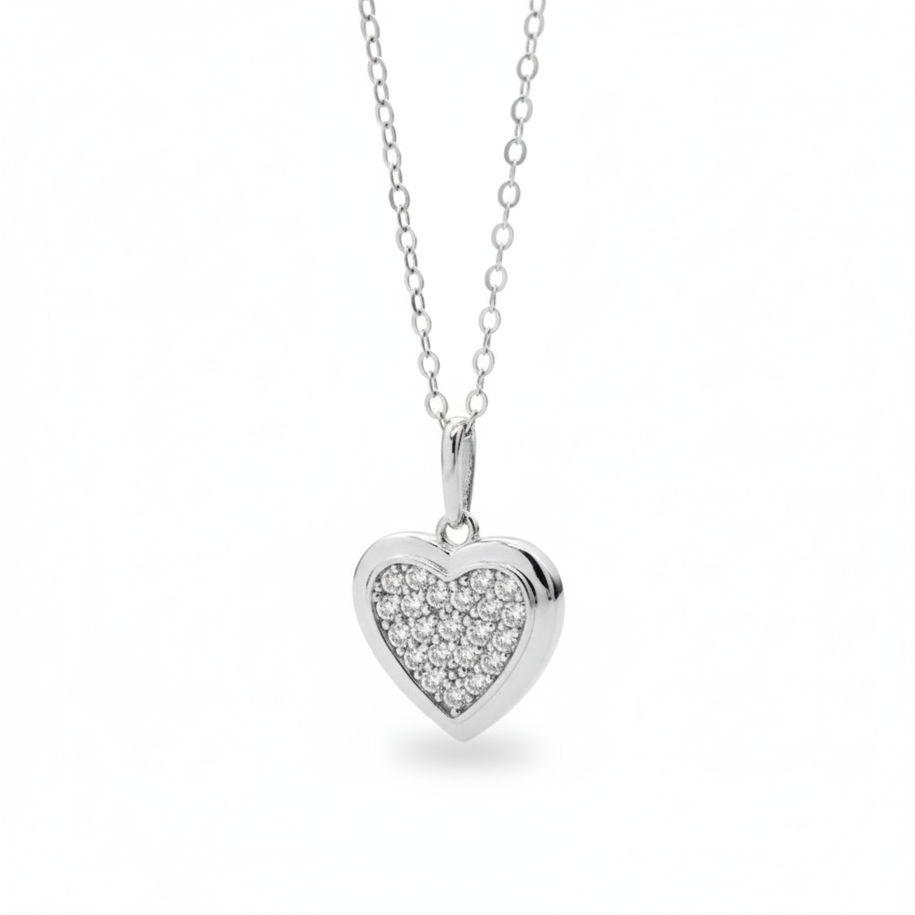 Cadena de Corazón con Zirconia Central ✨