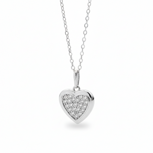 Cadena de Corazón con Zirconia Central ✨