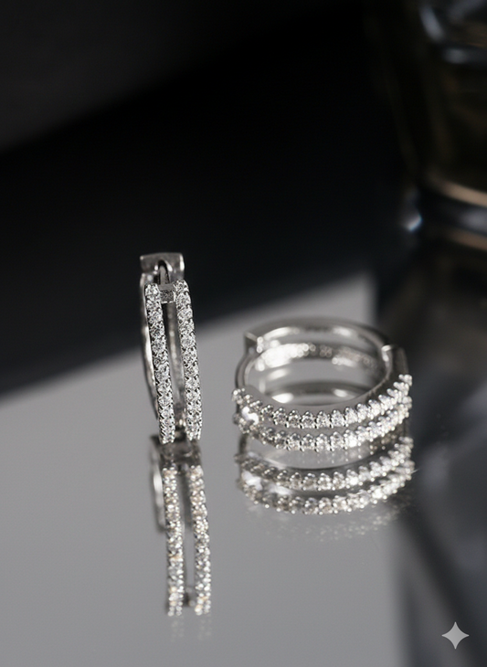Argollas de Doble Línea con Zirconias ✨