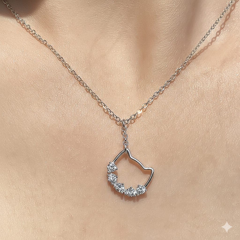 Cadena Silueta de Gato💙
