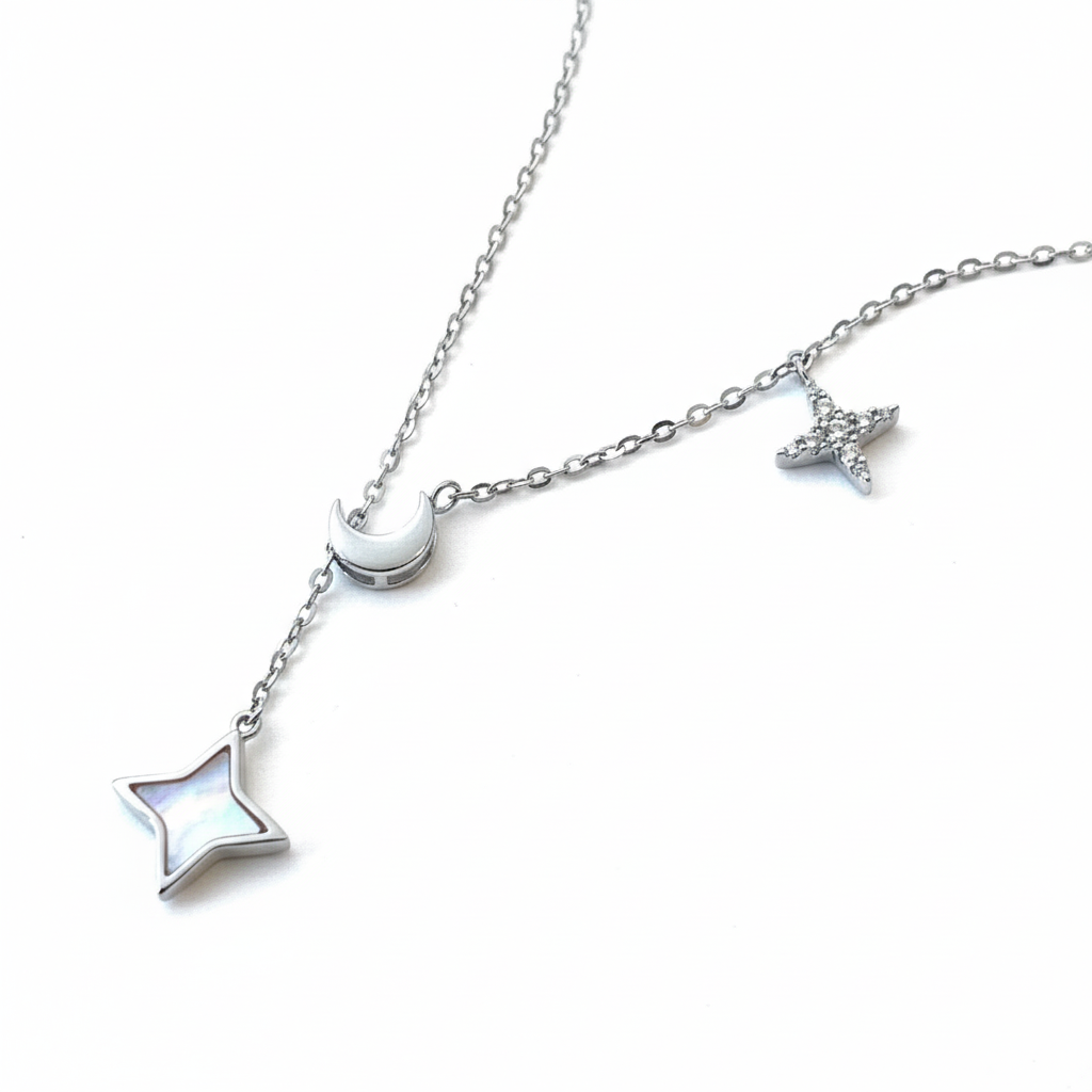 Cadena Escote de Luna con Destello de Nácar 🌙