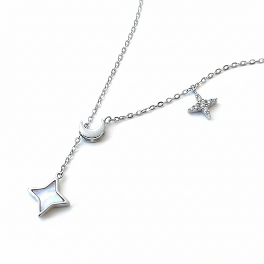 Cadena Escote de Luna con Destello de Nácar 🌙