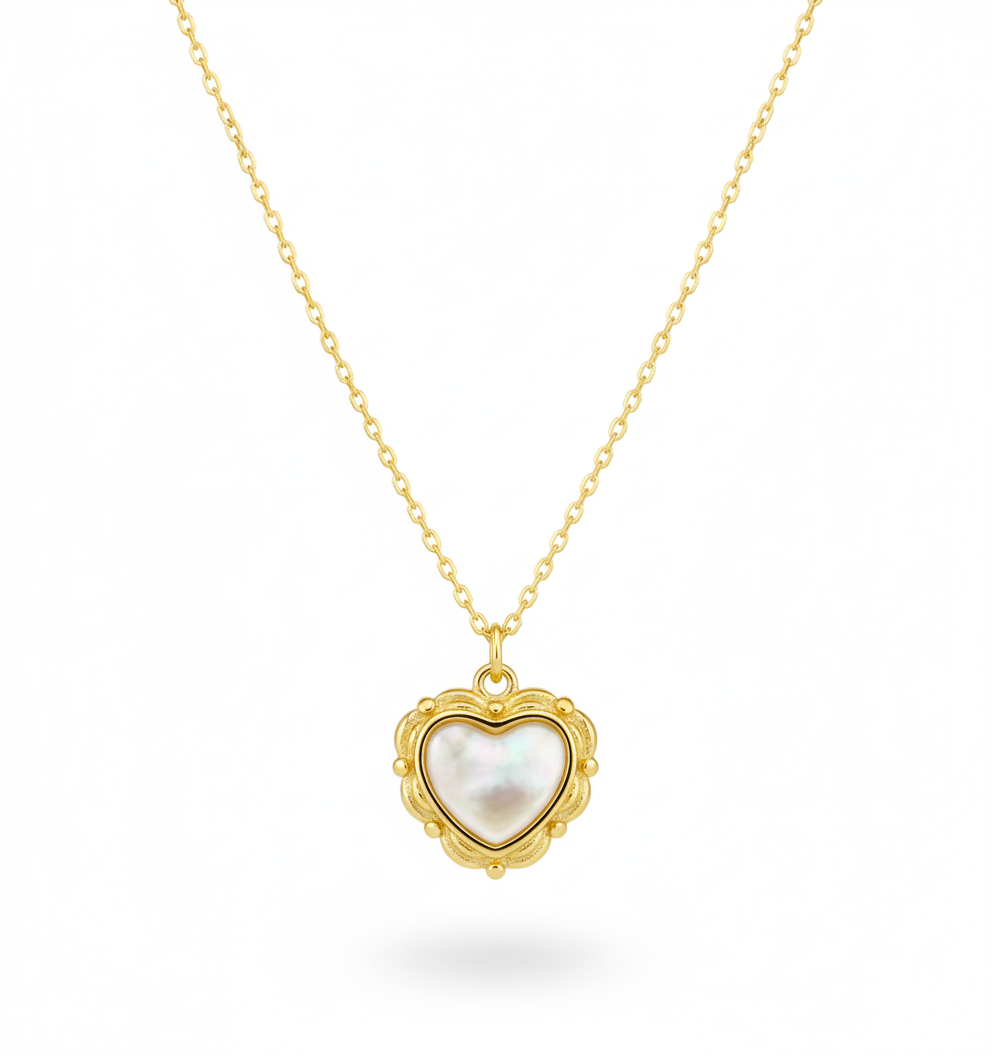 Cadena de Corazón Nácar 🤍