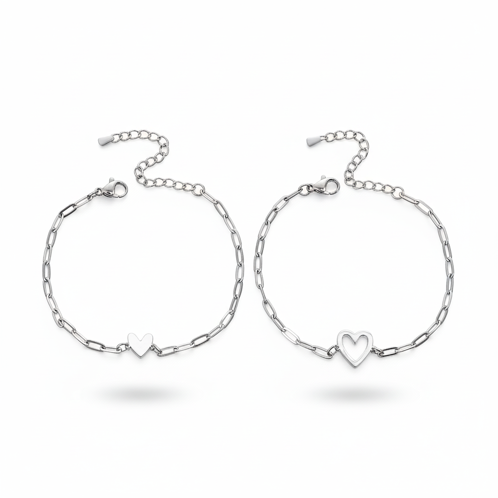Pulsera de Pareja de Corazones 🤍