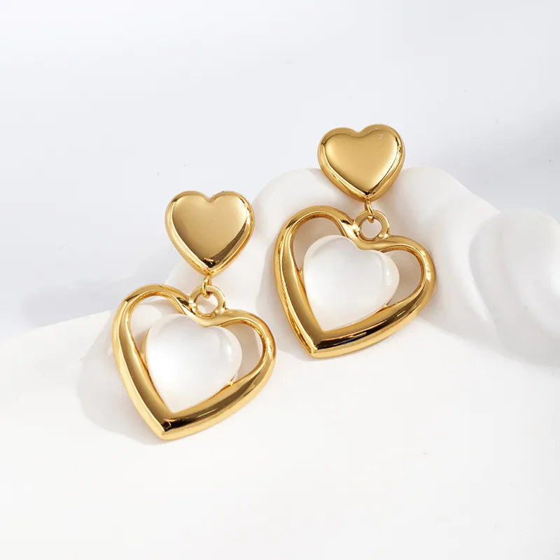 Aretes de Corazón Superior con Silueta de Corazón Bold 💕