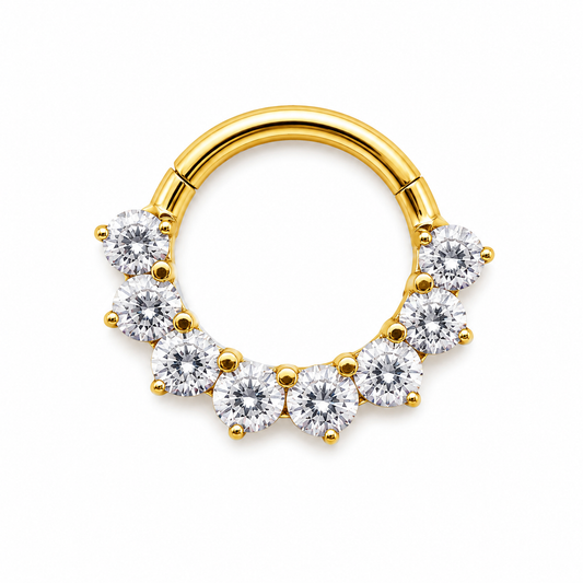 Piercing Argolla de zirconias dorada