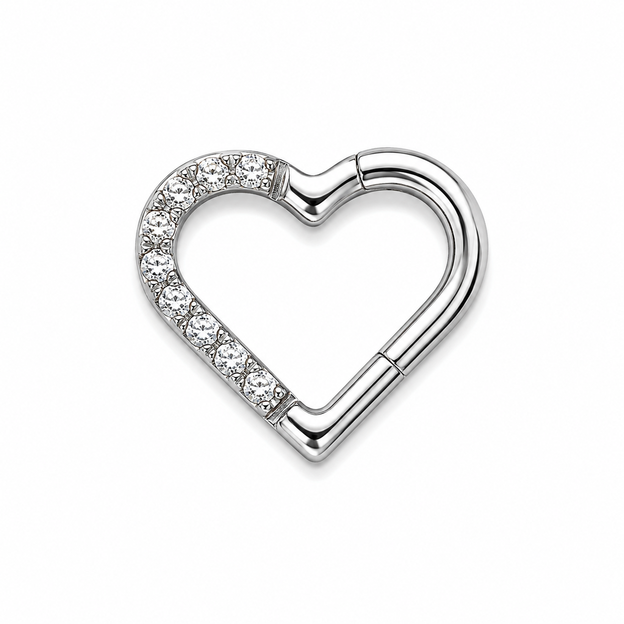 Piercing Argolla de corazón 6 mm con brillos