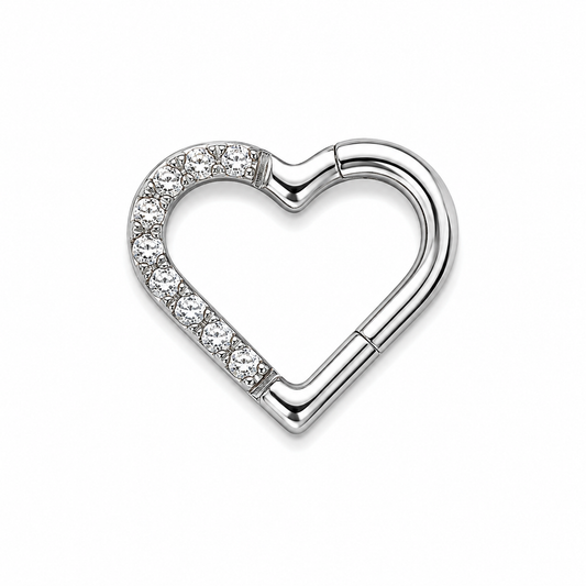 Piercing Argolla de corazón 6 mm con brillos