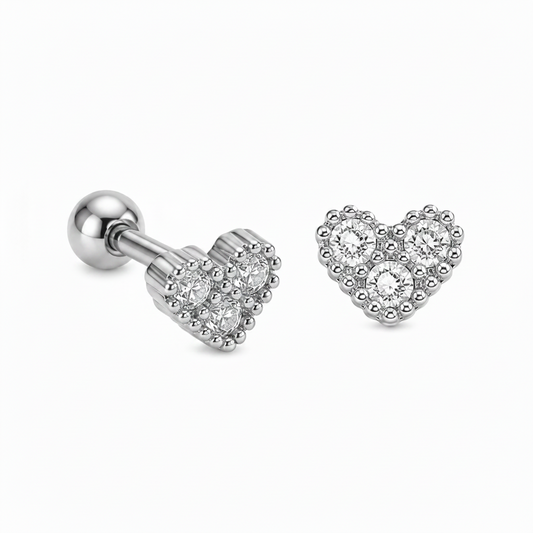 Piercing Corazón Trío plateado 🤍