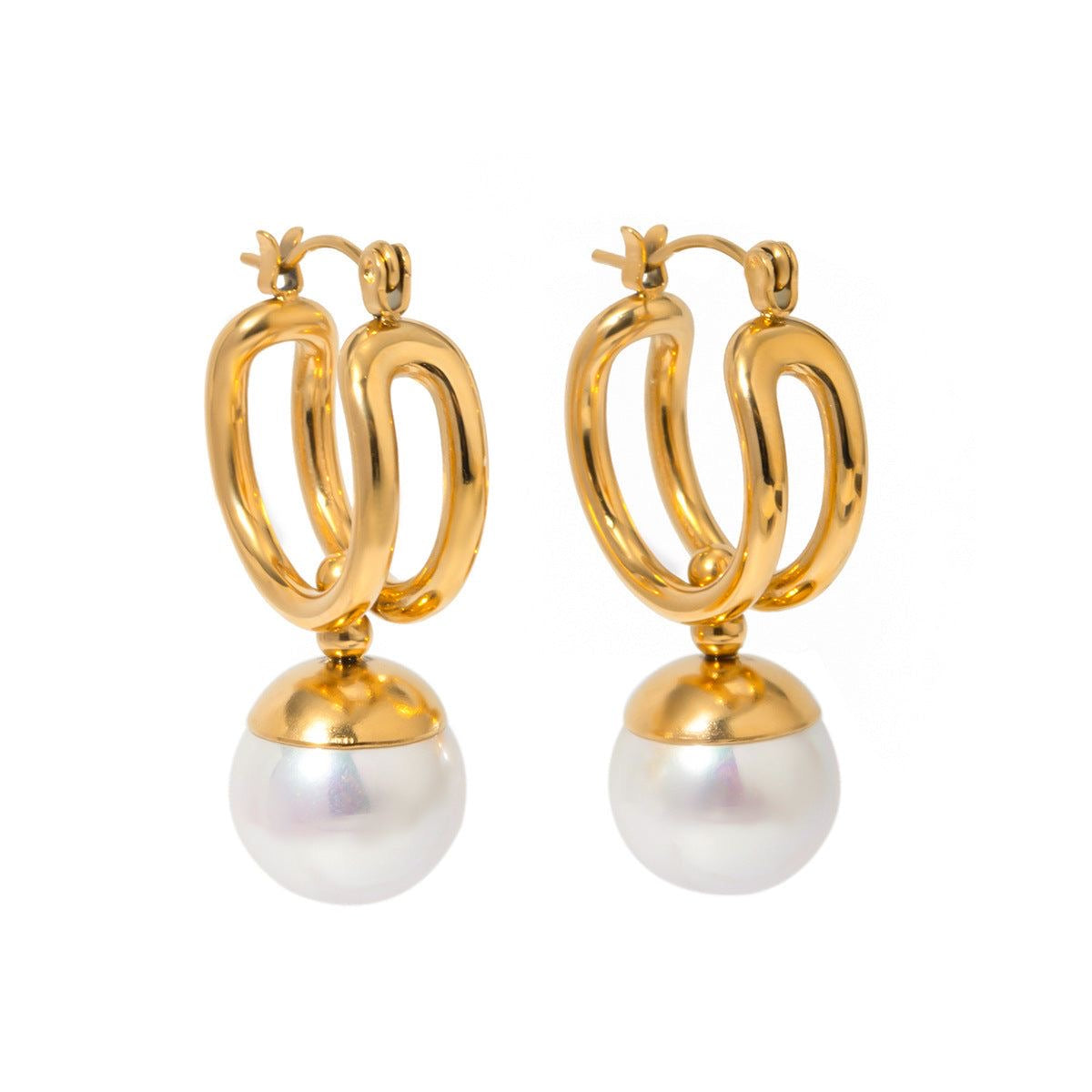 Argollas doble con perla